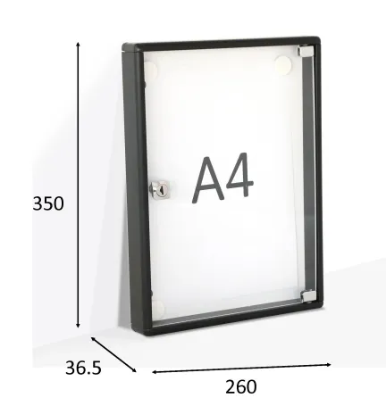 TABLÓN DE ANUNCIOS VERTICAL A4 NEGRO 350 x 260 x 36.5